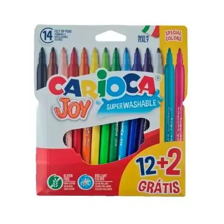 (40533) CARIOCA ROTULADORES JOY SUPER LAVABLES C/SURTIDOS ESTUCHE 12+2 UD GRATIS