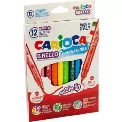 (42753) CARIOCA ROTULADOR BIRELLO DOBLE PUNTA FINA/MEDIA COLORES SURTIDOS ESTUCHE 12 UD