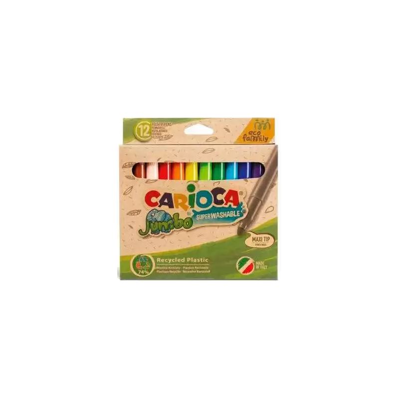 (43101) CARIOCA ROTULADORES JUMBO ECO FAMILY PUNTA MAXI C/SURTIDOS ESTUCHE 12 UD