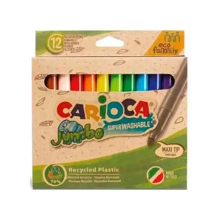 (43101) CARIOCA ROTULADORES JUMBO ECO FAMILY PUNTA MAXI C/SURTIDOS ESTUCHE 12 UD