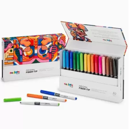 (45208) CARIOCA PLUS ROTULADORES PRISMA COLORES SURTIDOS CAJA RÍGIDA 30 UD