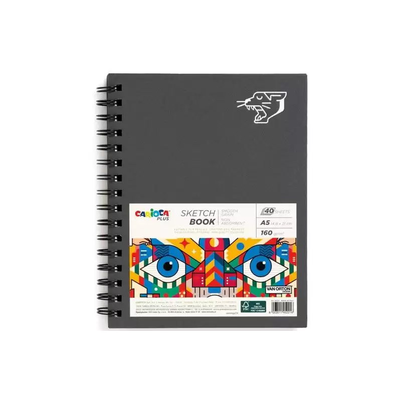 (45226) CARIOCA PLUS BLOC DE DIBUJO SKETCHBOOK ESPIRAL A5 40H PRECORTADAS 160GR