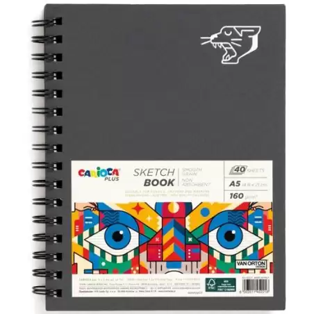 (45226) CARIOCA PLUS BLOC DE DIBUJO SKETCHBOOK ESPIRAL A5 40H PRECORTADAS 160GR
