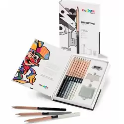 (45230) CARIOCA SET DE DIBUJO PLUS DRAWING CON 8 LÁPICES DE GRAFITO 4H A 6B + ACCESORIOS