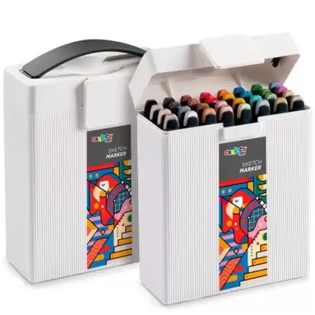 (45242) CARIOCA PLUS SKETCH MARKER DOBLE PUNTA CINCEL/PINCEL COLORES SURTIDOS CAJA PREMIUM 32 UD