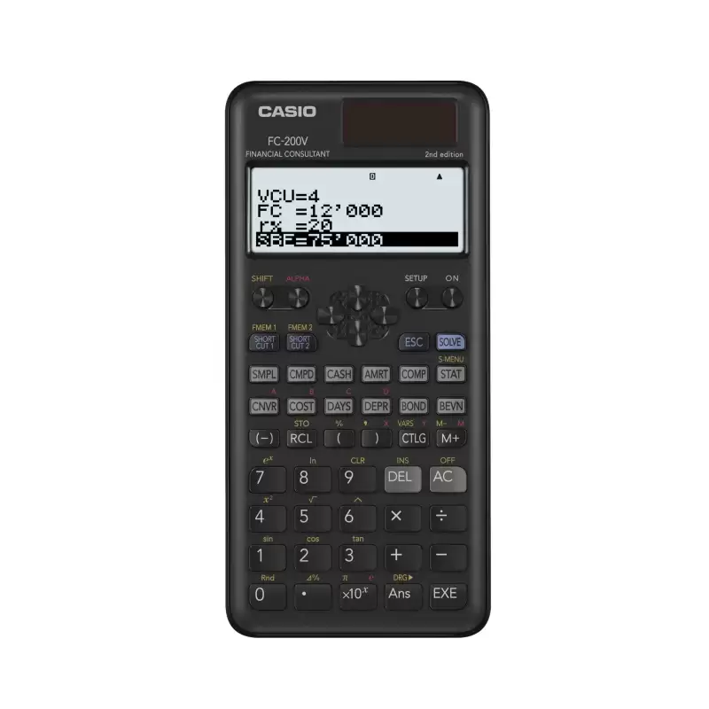 (FC-200V-2) CASIO CALCULADORA CIENTÍFICA FC-200V-2 SOLAR/PILAS PROGRAMABLE 4 LÍNEAS LCD 10+2 Y 15 DÍGITOS NEGRO
