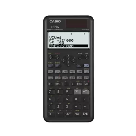 (FC-200V-2) CASIO CALCULADORA CIENTÍFICA FC-200V-2 SOLAR/PILAS PROGRAMABLE 4 LÍNEAS LCD 10+2 Y 15 DÍGITOS NEGRO