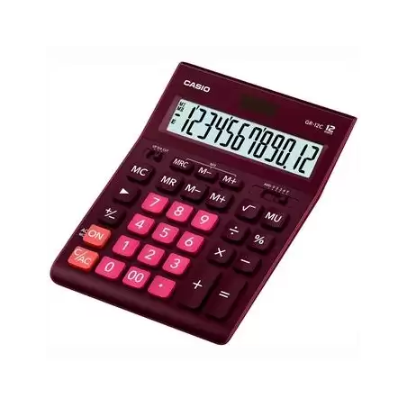 (GR-12C-WR) CASIO CALCULADORA DE OFICINA SOBREMESA 12 DÍGITOS GRANATE