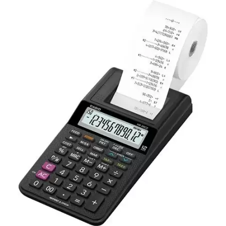 (HR-8RCE) CASIO CALCULADORA DE OFICINA CON IMPRESORA HR-8RCE 12 DÍGITOS NEGRO