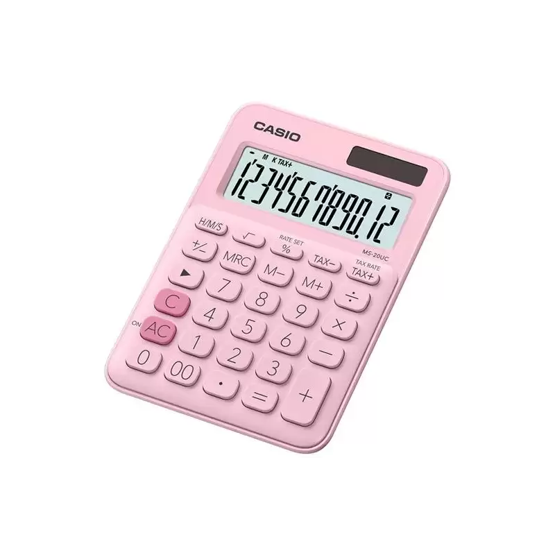 (MS-20UC-PK) CASIO CALCULADORA DE OFICINA SOBREMESA ROSA 12 DÍGITOS MS-20UC
