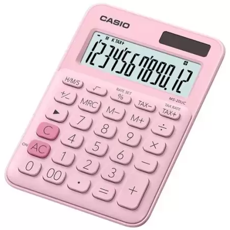 (MS-20UC-PK) CASIO CALCULADORA DE OFICINA SOBREMESA ROSA 12 DÍGITOS MS-20UC
