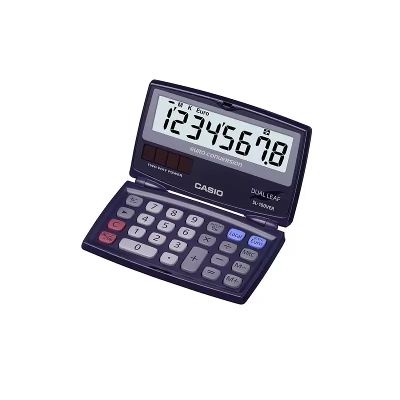 (SL-100VER) CASIO CALCULADORA BOLSILLO 8 DIGITOS PANTALLA GRANDE LCD AZUL MARINO