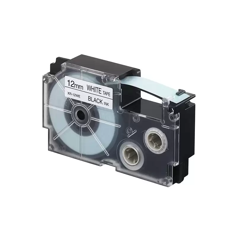 (XR-12WE1) CASIO CINTA PARA ETIQUETADORA 8M X 12MM NEGRO/BLANCO
