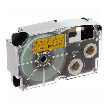 (XR-18GD-1) CASIO CINTA PARA ETIQUETADORA 8M X 18MM NEGRO/ORO