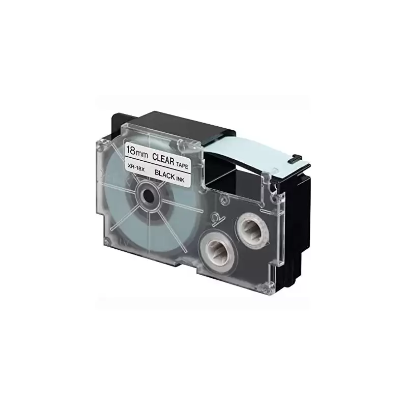 (XR-18X) CASIO CINTA PARA ETIQUETADORA 8M X 18MM NEGRO/TRANSPARENTE