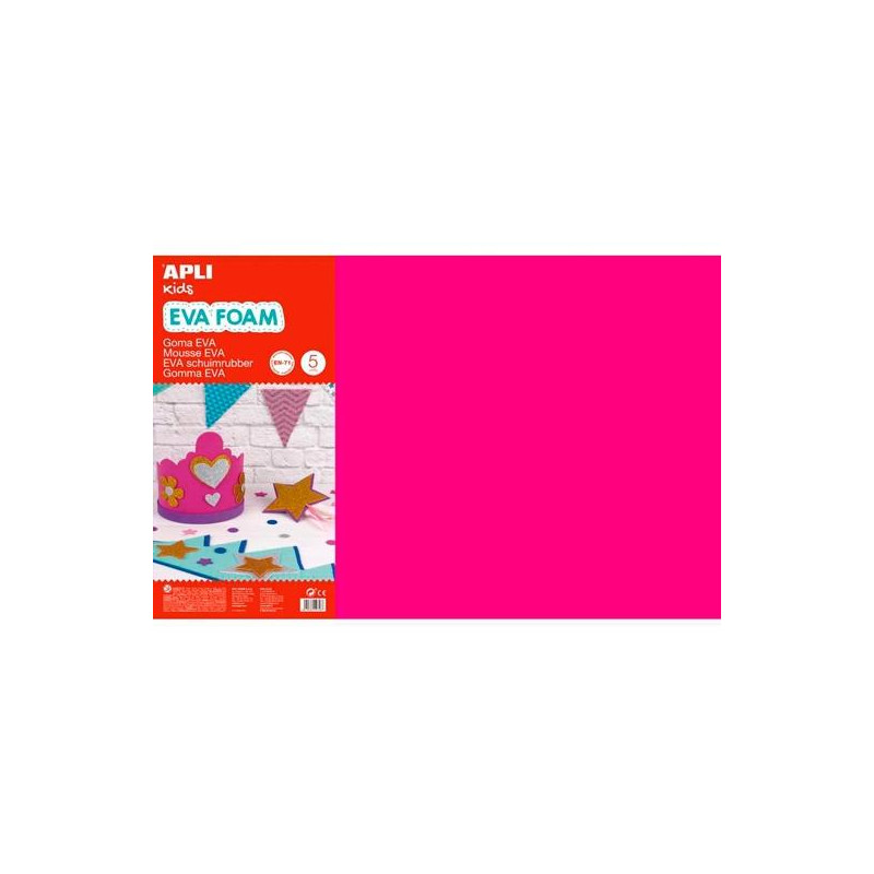 (13692) APLI GOMA EVA 40X60CM GROSOR 2MM FUCSIA PACK 5 UD