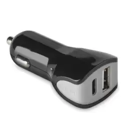 (CCTYPECUSBBK) CELLY CARGADOR DE COCHE 1 USB - 1 USB-C 17W NEGRO