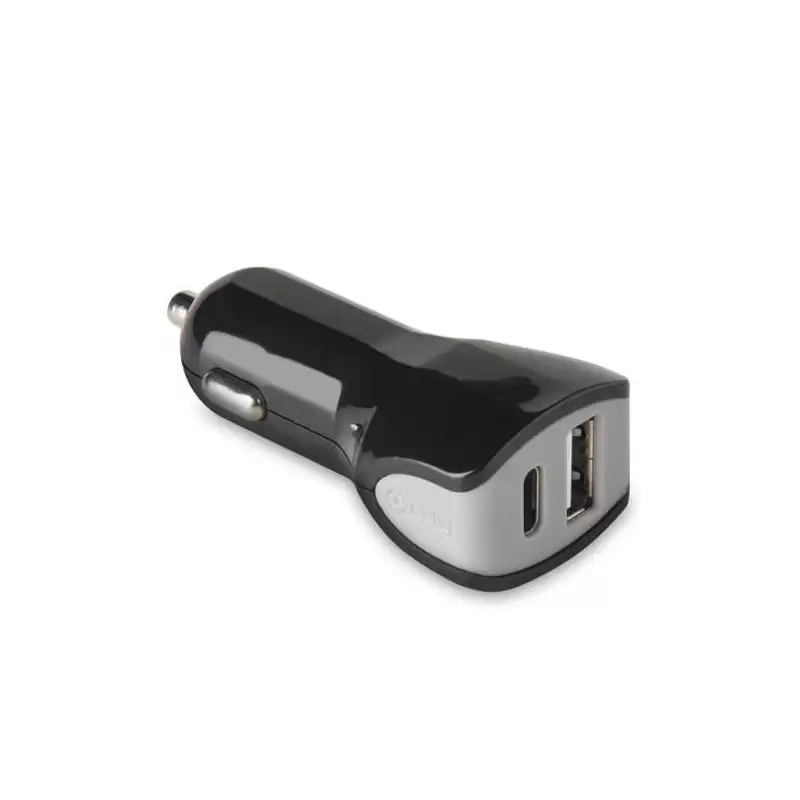 (CCTYPECUSBBK) CELLY CARGADOR DE COCHE 1 USB - 1 USB-C 17W NEGRO