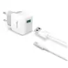 (TCUSBLIGHT) CELLY CARGADOR PARED USB + CABLE USB - LIGHTNING 12W BLANCO