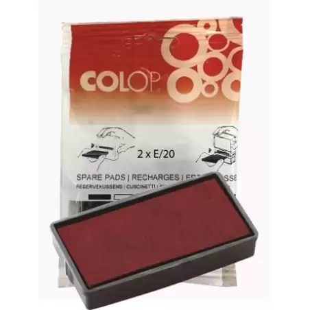 (107163) COLOP ALMOHADILLA E/20 ROJO BLISTER -2U-