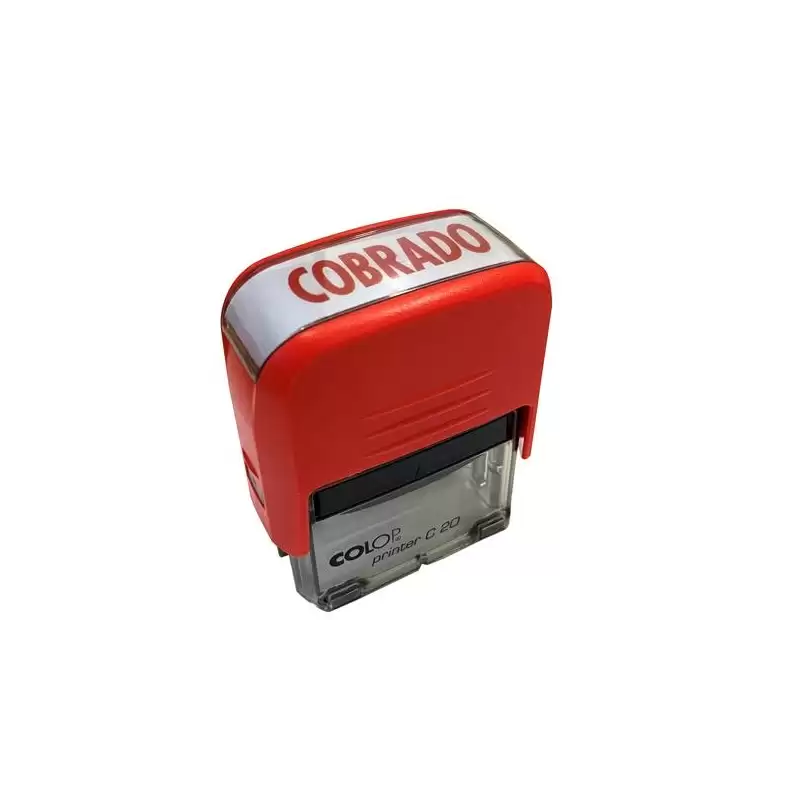 (151881R) COLOP SELLO PRINTER C20 FORMULA " COBRADO " ALMOHADILLA E/20 14X38MM ROJO