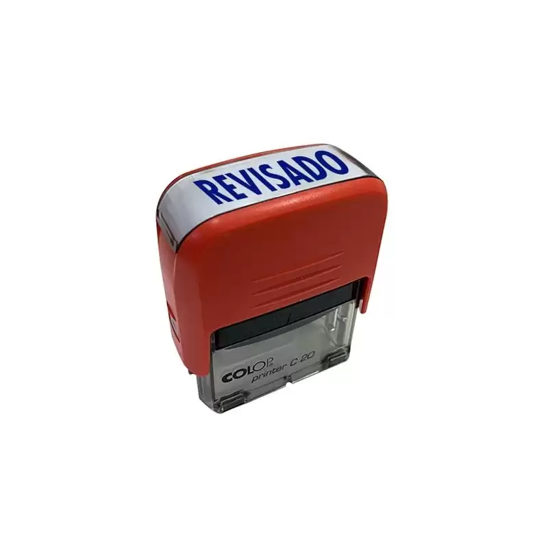 (500703A) COLOP SELLO PRINTER C20 FORMULA " REVISADO " ALMOHADILLA E/20 14X38MM AZUL