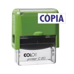 (500766A) COLOP SELLO PRINTER C20 FORMULA " CÒPIA " (CATALÁN) ALMOHADILLA E/20 14X38MM AZUL (CARCASA ROJO Y VERDE)