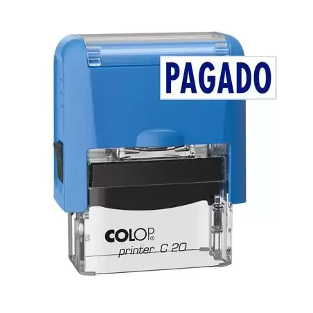 (501090) COLOP SELLO PRINTER C20 FORMULA " PAGADO " ALMOHADILLA E/20 14X38MM AZUL
