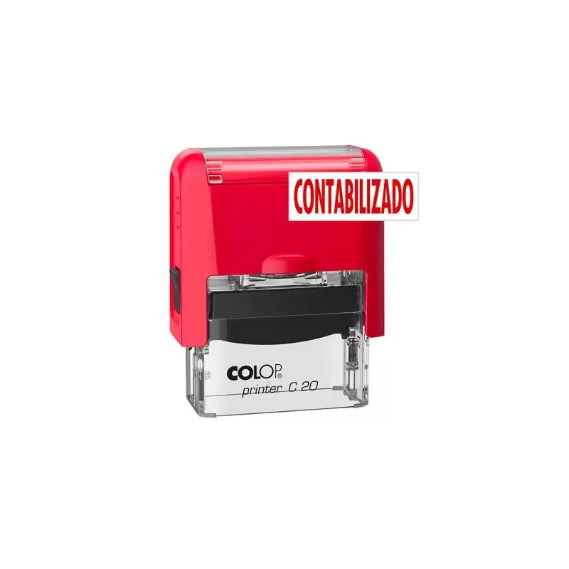 (501091) COLOP SELLO PRINTER C20 FORMULA " CONTABILIZADO " ALMOHADILLA E/20 14X38MM ROJO