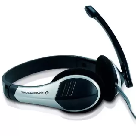 (CCHATSTAR2) CONCEPTRONIC AURICULARES BIAURAL ESTEREO MICRÓFONO FLEXIBLE C/ JACK 3.5 MM PLATA