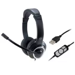 (POLONA01B) CONCEPTRONIC AURICULARES USB MICROFONO FLEXIBLE CONTROL VOLUMEN NEGRO/BLANCO