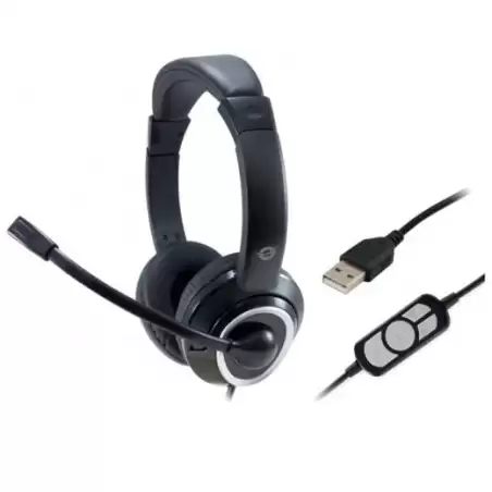 (POLONA01B) CONCEPTRONIC AURICULARES USB MICROFONO FLEXIBLE CONTROL VOLUMEN NEGRO/BLANCO