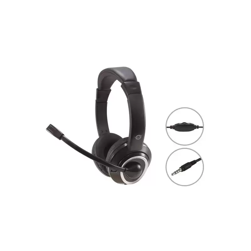 (POLONA02B) CONCEPTRONIC AURICULARES JACK 3.5 MM MICROFONO FLEXIBLE CONTROL VOLUMEN NEGRO