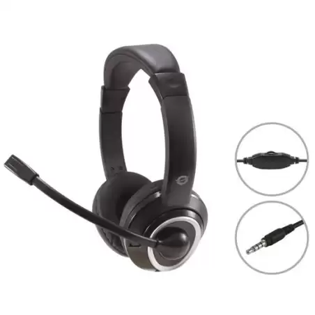 (POLONA02B) CONCEPTRONIC AURICULARES JACK 3.5 MM MICROFONO FLEXIBLE CONTROL VOLUMEN NEGRO