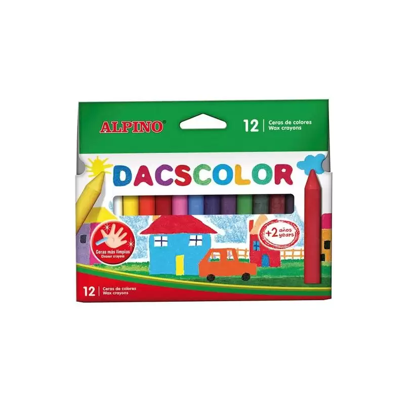 (DC050290) DACSCOLOR CERAS 80MM SEMIBLANDAS NO MANCHAN SURTIDOS -ESTUCHE DE 12U-