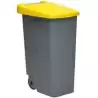 (23450-AM) DENOX CONTENEDOR DE RECICLAJE C/RUEDAS Y ASA 110L GRIS C/TAPA AMARILLO
