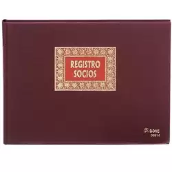 (09914) DOHE LIBRO REGISTRO- REGISTRO DE SOCIOS 100H NUMERADAS FOLIO APAISADO 100GR BURDEOS
