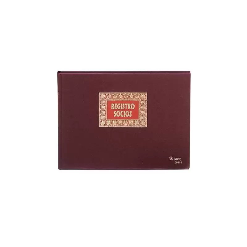 (09914) DOHE LIBRO REGISTRO- REGISTRO DE SOCIOS 100H NUMERADAS FOLIO APAISADO 100GR BURDEOS