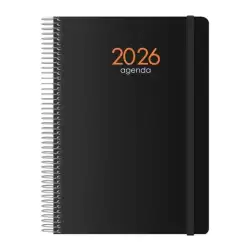 (11620-2026) DOHE AGENDA ANUAL SYNCRO ESPIRAL 15X21CM DP CIERRE C/GOMA PP NEGRO 2026