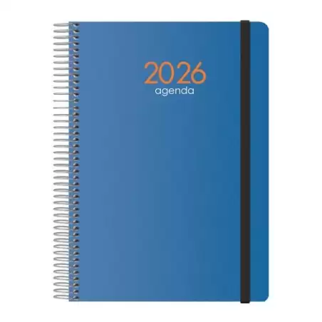(11628-2026) DOHE AGENDA ANUAL SYNCRO ESPIRAL 15X21CM DP CIERRE C/GOMA PP AZUL 2026