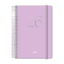(12574-2026) DOHE AGENDA ANUAL GLOSS ESPIRAL 12.5X18CM DP CIERRE C/GOMA MORADO 2026