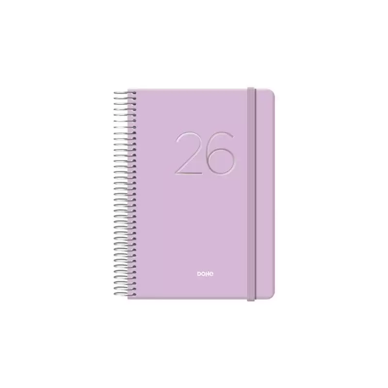 (12574-2026) DOHE AGENDA ANUAL GLOSS ESPIRAL 12.5X18CM DP CIERRE C/GOMA MORADO 2026