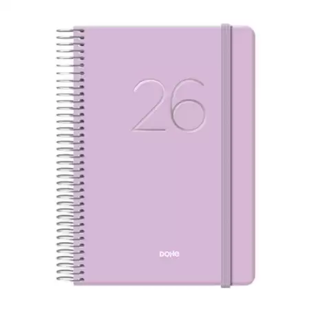 (12574-2026) DOHE AGENDA ANUAL GLOSS ESPIRAL 12.5X18CM DP CIERRE C/GOMA MORADO 2026