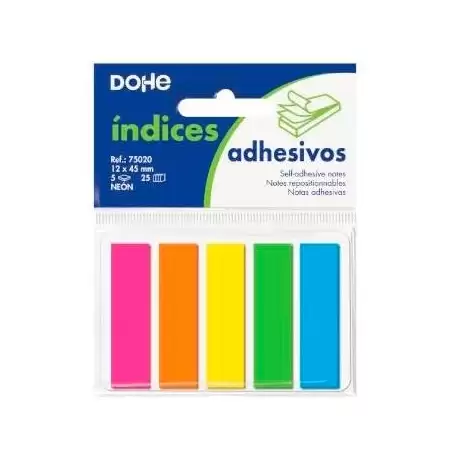 (75020) DOHE INDICES REPOSICIONABLES 5 TACOS X 25 MARCADORES 12X45MM C/SURTIDOS NEÓN