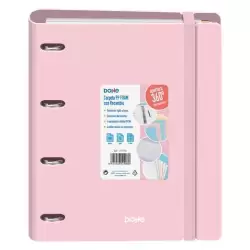 (51996) DOHE CARPETA ANILLAS MIXTAS 4X35MM RECAMBIO A4 100H 5X5MM 90GR 4 SEPARADORES POLYFOAM ROSA PASTEL