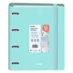 (51997) DOHE CARPETA ANILLAS MIXTAS 4X35MM RECAMBIO A4 100H 5X5MM 90GR 4 SEPARADORES POLYFOAM VERDE PASTEL