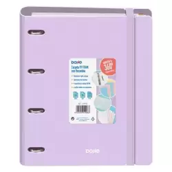 (51998) DOHE CARPETA ANILLAS MIXTAS 4X35MM RECAMBIO A4 100H 5X5MM 90GR 4 SEPARADORES POLYFOAM MORADO PASTEL