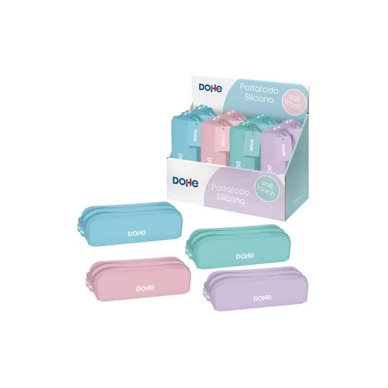 (51970) DOHE PORTATODO DOBLE SERENITY 200X60X70MM SILICONA SOFT TOUCH C/SURTIDOS PASTEL EXPOSITOR 8 UD