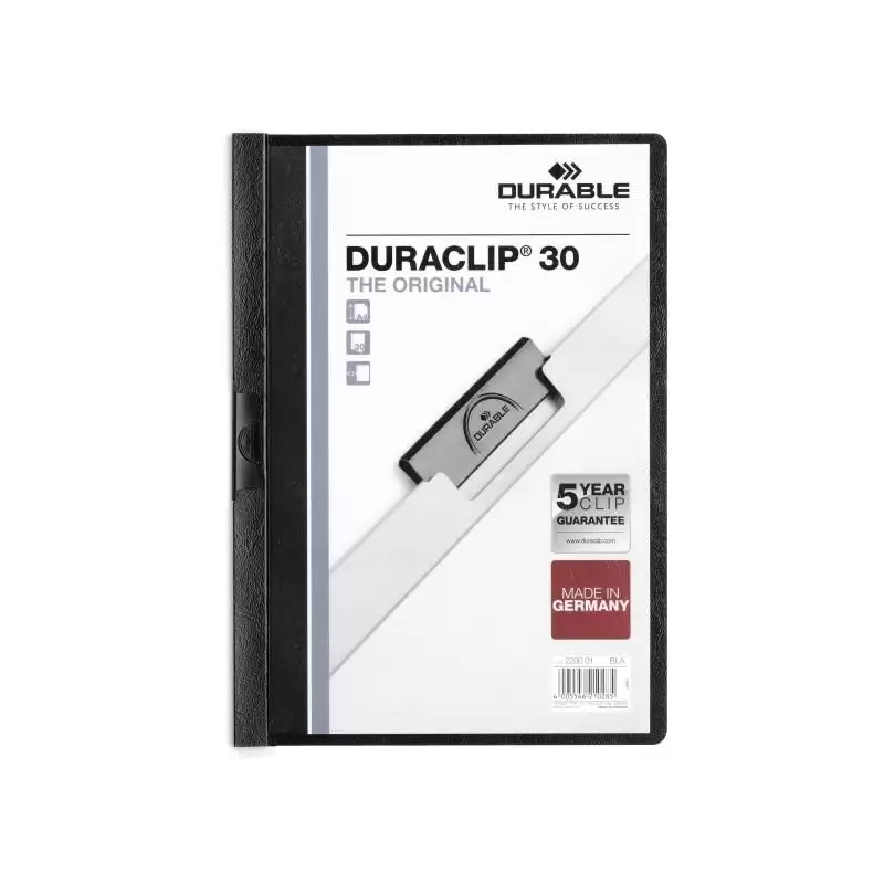 (220001) DURABLE CARPETA DOSSIER PINZA DURACLIP 30 NEGRO A4 -25U-