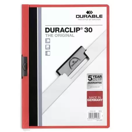 (220003) DURABLE CARPETA DOSSIER PINZA DURACLIP 30 ROJO A4 -25U-